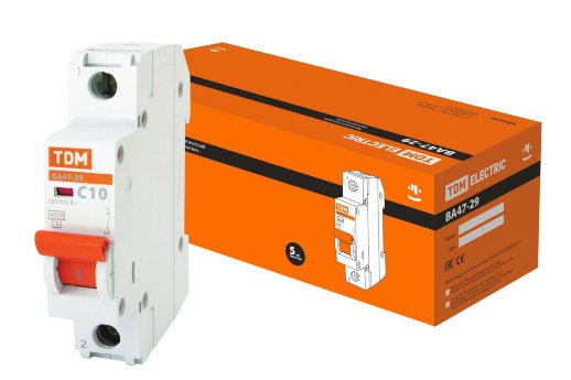 Автоматический выключатель TDM ЕLECTRIC ВА47-29 1Р 10А 4,5кА х-ка С (SQ0206-0072)