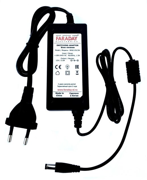 Импульсный блок питания в пластиковом корпусе FARADAY 36W/12V/3A