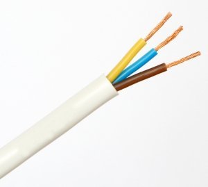 Провод силовой с тремя жилами ККЗ ПВС 3x1,0 кв мм, белый, ГОСТ