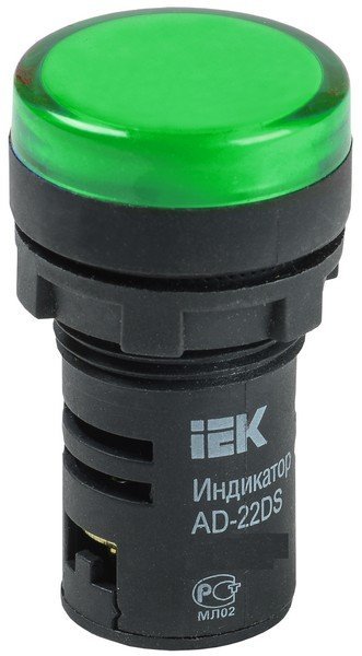 Светосигнальный индикатор IEK Лампа AD22DS (LED) D=22 мм зеленый 24В (BLS10-ADDS-024-K06)