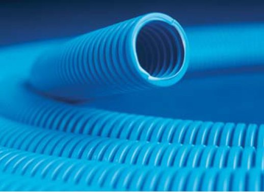 Труба ППЛ гибкая гофрированная лёгкая, с протяжкой ДКС Труба ППЛ легкая, синяя D=32 (11932)