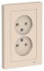 Розетка AtlasDesign двойная без заземления, в сборе, бежевый (ATN000220)