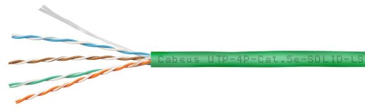 Кабель «витая пара» (LAN) для структурированных систем связи CABEUS UTP-4P-Cat.5e-SOLID-LSZH-GN (9779c)