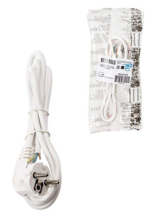 Шнур сетевой с вилкой ПВС 3x0,75мм2 3м с/з белый TDM (SQ1305-0076)