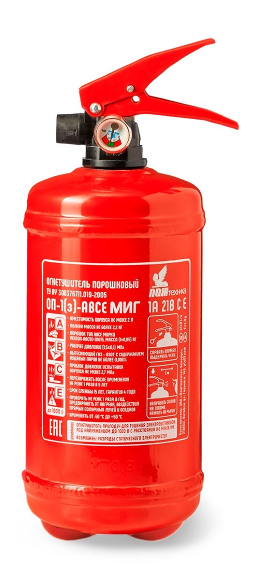 Огнетушитель порошковый закачной Пожтехника Центр ОП-1(з)-АВСЕ МИГ