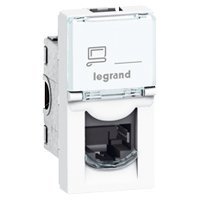 Розетка LegranD Модуль розетки компьютерной RJ-45, cat.5e, UTP, 1М, белый, Mosaic LegranD (076551)
