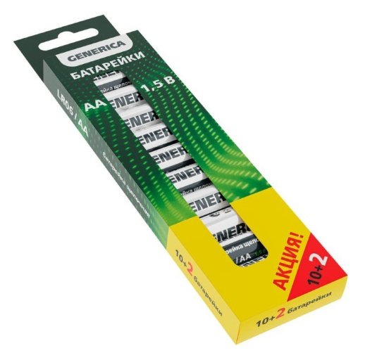 Батарейка Alkaline LR06/AA GENERICA (12 шт) ПРОМО (ABT-LR06-ST-B12-G)