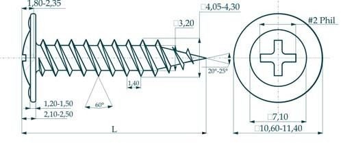 Саморез с полусферической головкой и прессшайбой Прочие зарубежные Саморезы 4,2х19 полусфера-прессшайба, цинк (1 кг)
