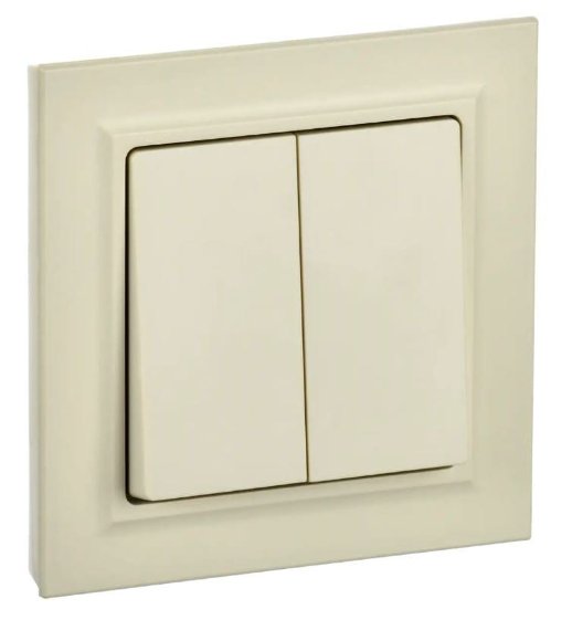 Выключатель 2-клавишный в сборе ВСР10-2-0-БрКр бежевый BRITE (BR-V20-0-10-K10-F)
