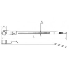 Стяжка 205х4,2 мм (белая) (уп 100 шт) с крепёжным отверстием