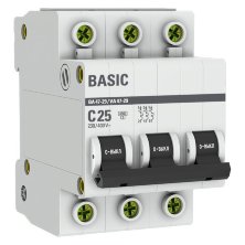 Автоматический выключатель 3P 25А (C) 4,5кА ВА 47-29 Basic (mcb4729-3-25C)