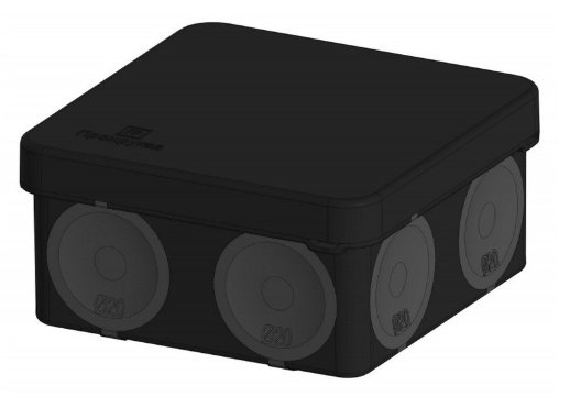 Коробка распределительная Промрукав Коробка распределительная 60-0200-9005 для прямого монтажа двухкомпонентная безгалогенная (HF) черная 70х70х40