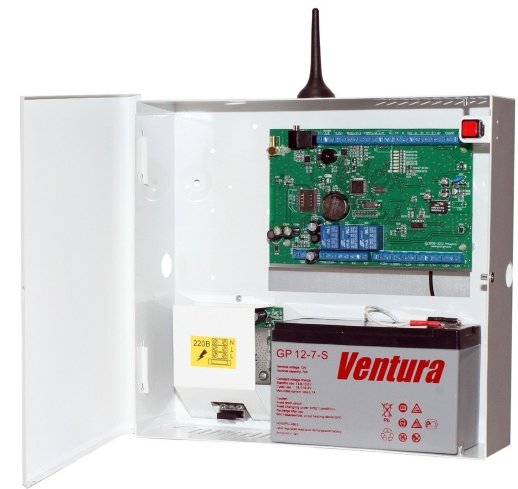 Устройство оконечное объектовое приемно-контрольное c GSM коммуникатором Проксима S632-2GSM-BK25-W (S632-2GSM-BK), Бокс-комплект под 7Ач, белый