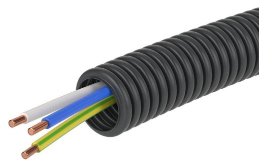 Гофрошланг с кабелем ДКС Труба ПНД D=16 + ПуВ 3х2,5 (ГОСТ+) (7V71650)