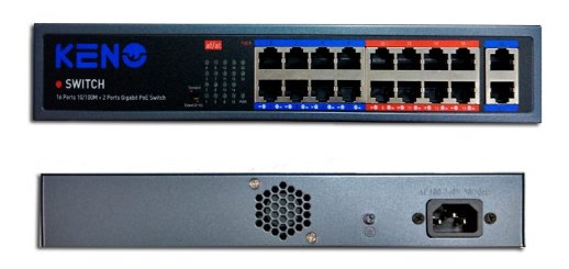Коммутатор с питанием по PoE KENO KN-SW1602POE+