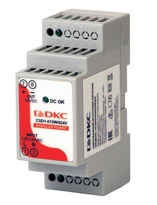 Источник питания "MODULAR POWER" однофазный ДКС Источник питания однофазный, 15Вт, 1.2А, 12В (XCSD1015W012VAA)