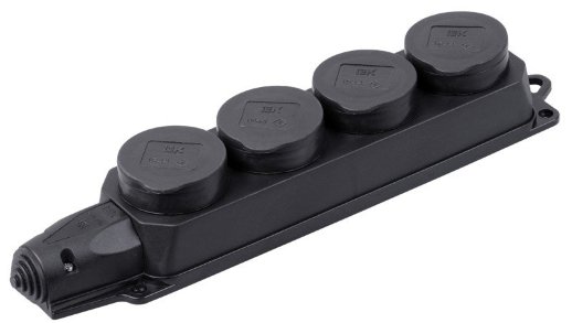 Розетка (колодка) четырехместная с защитными крышками IEK РБ34-1-0м ОМЕГА IP44 (PKR64-016-2-K02)