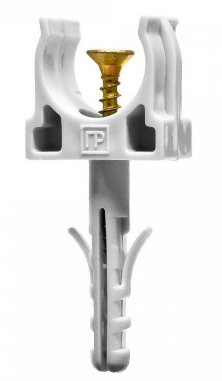 Крепеж-клипса с дюбелем и саморезом серая D=32 (25шт) (PR13.0218)