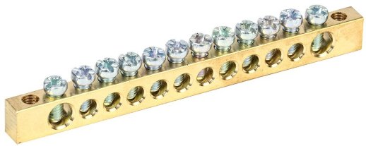 Шина 12групп, крепеж по краям IEK Шина PEN "земля-ноль" 6х9мм 12/2 (YNN11-12-100)