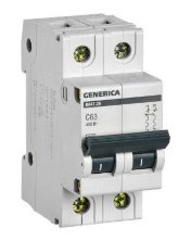 ВА47-29 2P 63А 4,5кА GENERICA (MVA25-2-063-C)