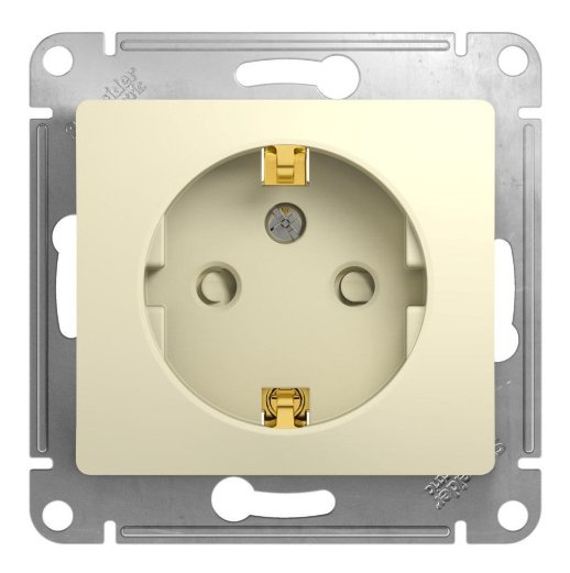 Розетка Glossa с заземлением со шторками, бежевый (GSL000245)