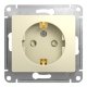 Розетка Glossa с заземлением со шторками, бежевый (GSL000245)