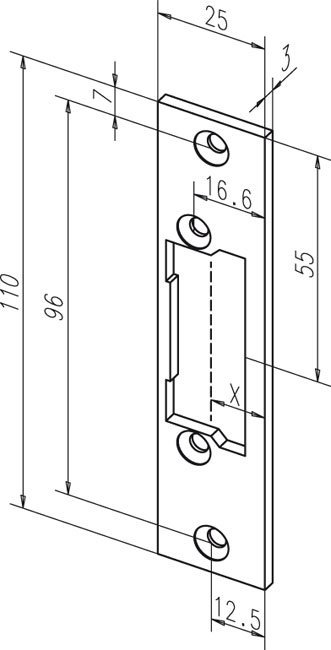 Планка, плоская, короткая Eff-Eff Eff-Eff kl (61B 35) (----61B35-01) лицевая панель сталь