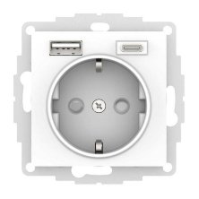Розетка с 2 USB A+C AtlasDesign, белый (ATN000132)