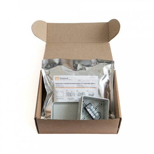 Коробка распределительная 80х80х40 двухкомпонентная (HF) в комплекте с компаундом и с 4-кл. зажимами, сечение до 1,5 мм², серая (PR80.0174)