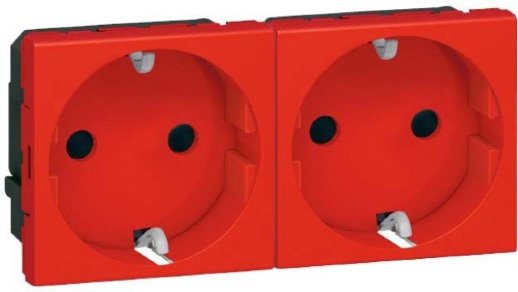 Двойной блок розеток Simply Connect Двойной блок розеток 2к+3, 90х45 мм, красный (147104 RD)