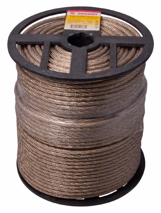 Трос стальной Rexant Трос стальной в ПВХ оплетке d=6,0 мм, прозрачный (150м)(09-5260)