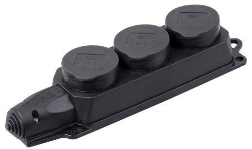 Розетка (колодка) трехместная с защитными крышками серии "ОМЕГА" IEK РБ33-1-0м (PKR61-016-2-K02)