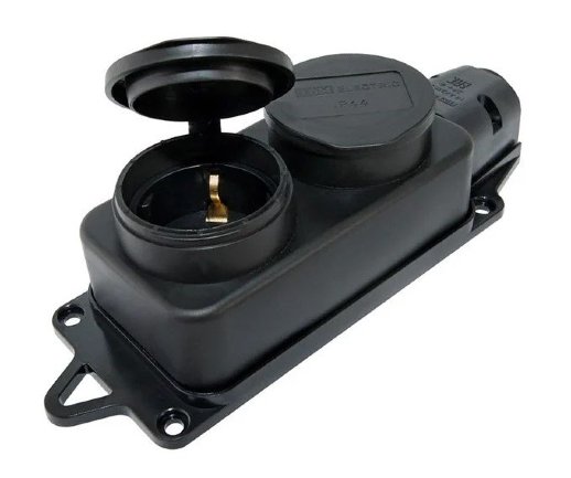 Розетка двухместная с заглушками каучук TDM ЕLECTRIC Розетка двухместная 2Р+РЕ 16А 250В IP44 (SQ0612-0037)