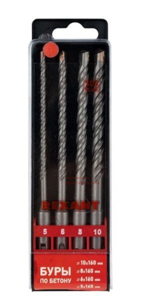 Аксессуар для электроинструмента Kranz Набор буров, бетон 5-6-8-10х160 мм, 4 шт, SDS PLUS (KR-91-0405)